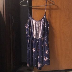 blue/purple floral romper
